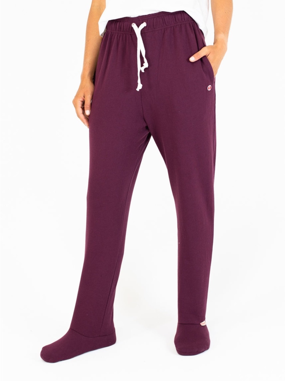 Classic Feejays Footed Sweatpants Maroon Size Small